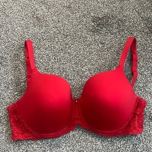Red lace bra from Montelle Intimates